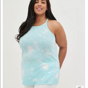 Torrid Blue Cloud Tie Dye High Neck Heritage Slub Tank Top Plus Sz 2X